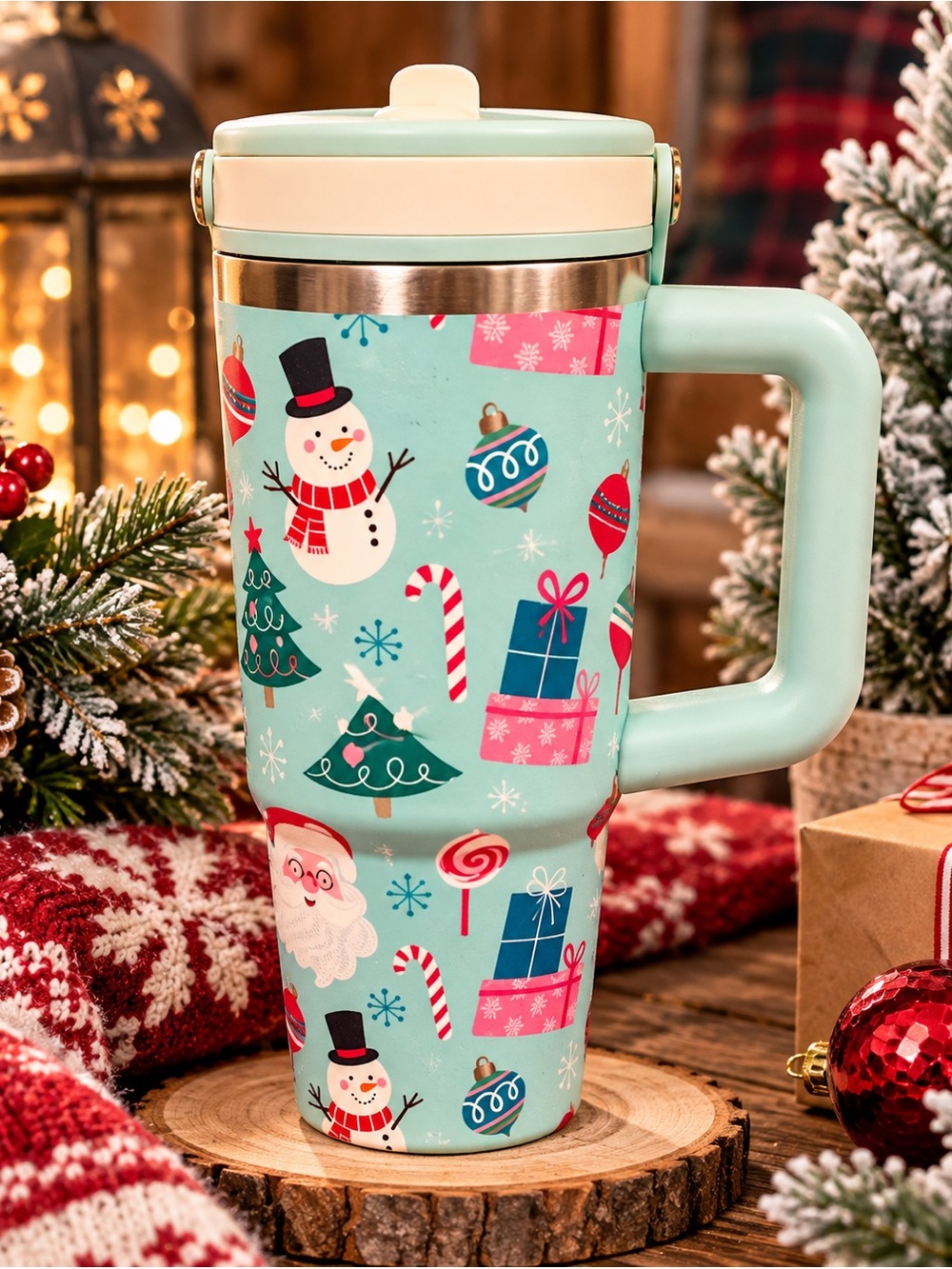 ASHLAND- Holiday Snowman Stainless Steel Insulated Tumbler with handle
